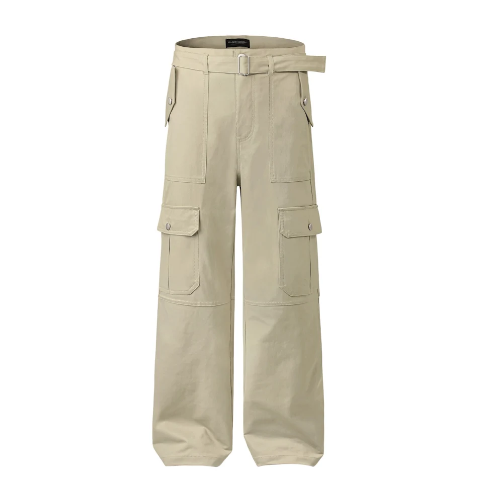 Amerikaans retro casual werkbroek met wijde pijpen, hoogwaardig neutraal ontwerp met meerdere zakken, perfect voor dagelijks gebruik.
