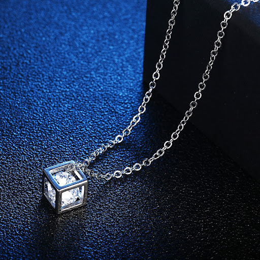 Title 4, Advanced Diamond Cube Necklace for Women, Light...