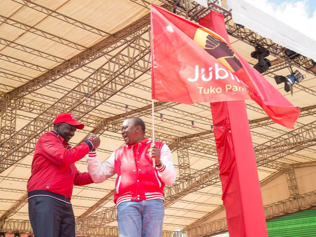 Deputy President William Ruto and Presidnet Uhuru Kenyatta during the launch of Jubilee Party