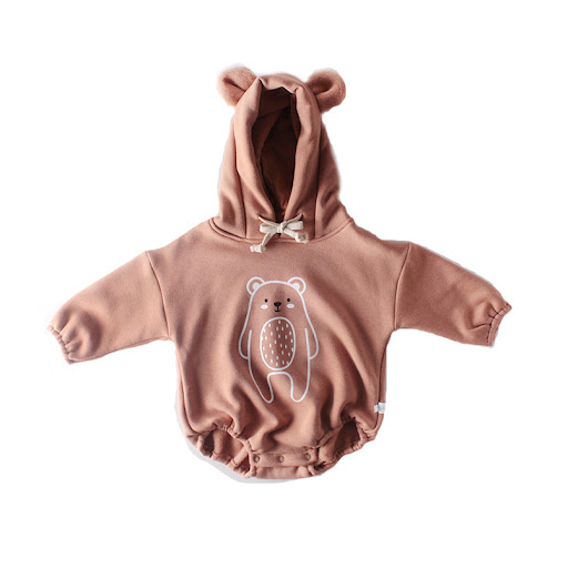 Title 6, Cartoon Big Bear Print Long Sleeved Hooded Jump...
