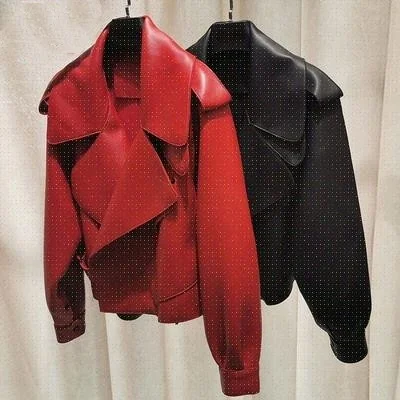 Dames leren jas Nieuwe Outerwear Grote Retro, stijlvolle jas voor vrouwen, een tijdloze retro look, ideaal voor een elegante en klassieke stijl.