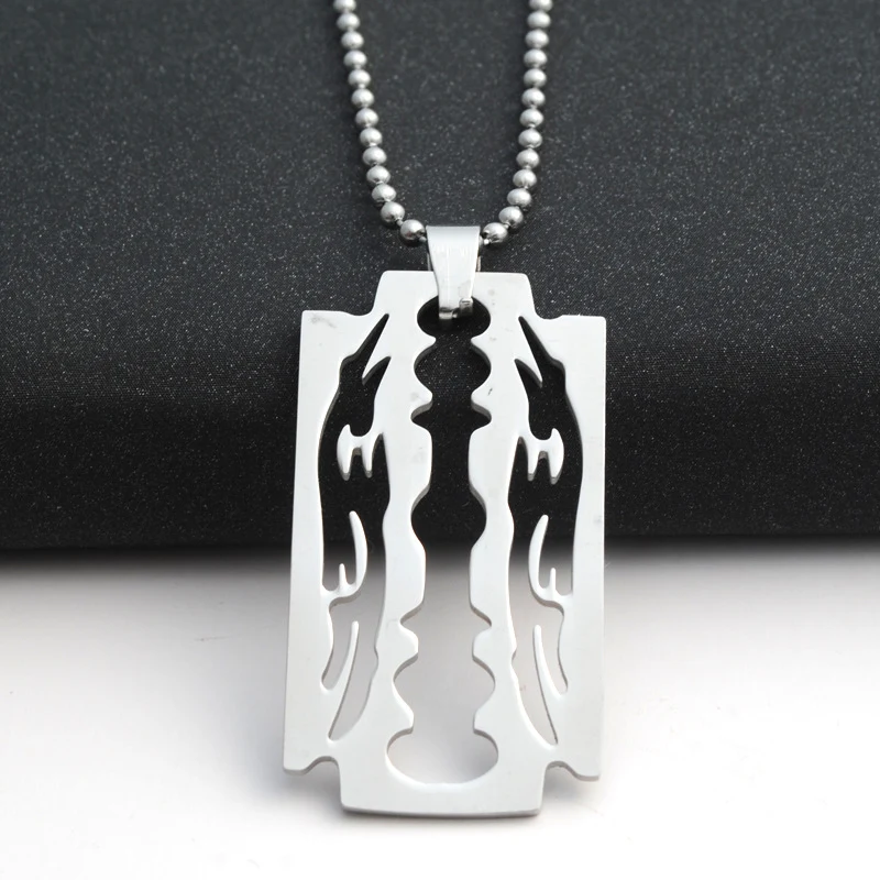 Title 1, Heren RVS ketting met blad hanger, gouden ketti...