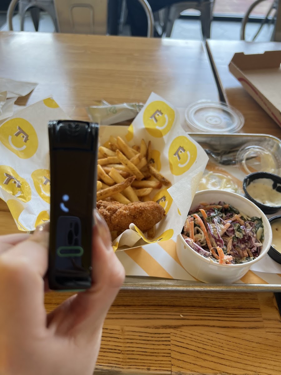 Fries, tenders, cole slaw, and sauces all tested separately and all came back gluten-free