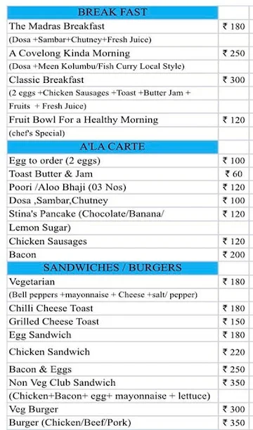 Surf Turf menu 