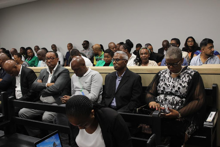 Former eThekwini mayor Zandile Gumede with some of her co-accused in the DSW corruption trial