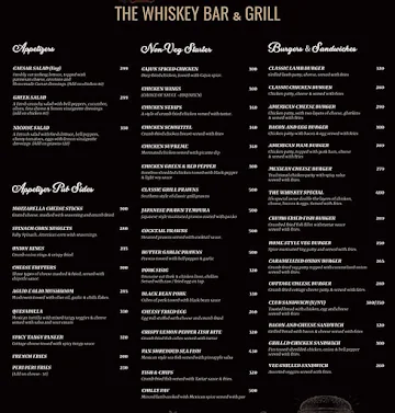 The Whiskey Bar & Grill menu 