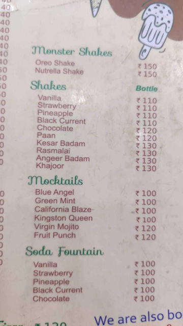 Queen Dairy Ice Mall menu 