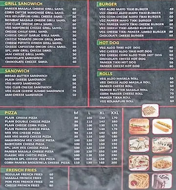 New Bombay Sandwich Burger & Pizza menu 
