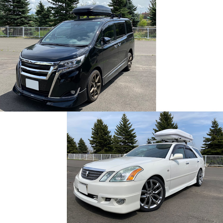 マークIIブリットのJZX110W・ヘッドライトインナーブラック・エスクァイア・ルーフボックス取付・プロジェクター4灯化に関するカスタム事例の投稿画像1枚目