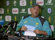 Coach Darren Lehmann of Australia resigns during the Australia national mens cricket team training session at Bidvest Wanderers Stadium on March 29, 2018 in Johannesburg, South Africa. 