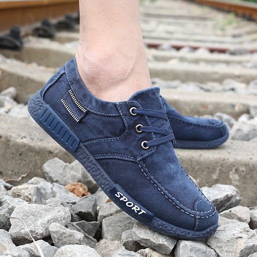 Title 3, Mens Canvas Shoes Washed Denim Board Shoes per...