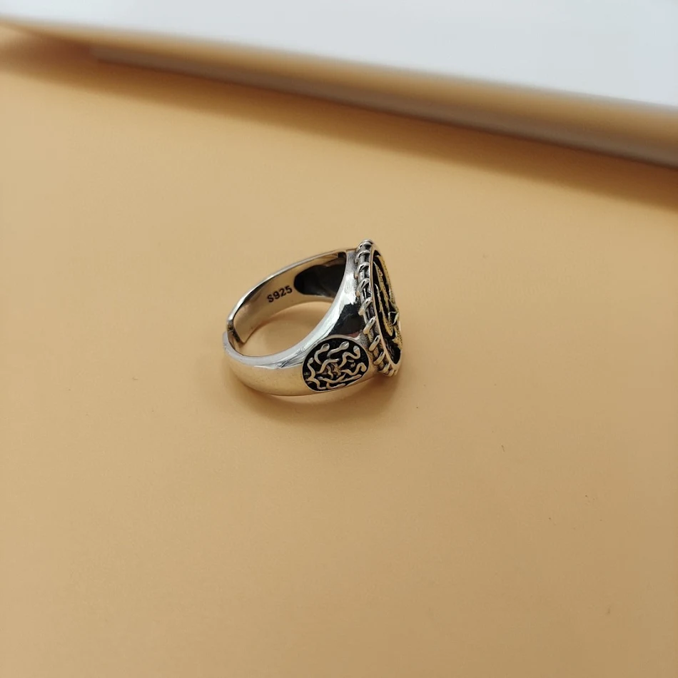 S925 Sterling zilveren herenring met overdreven en gepersonaliseerde bootanker, een opvallend sieraad.