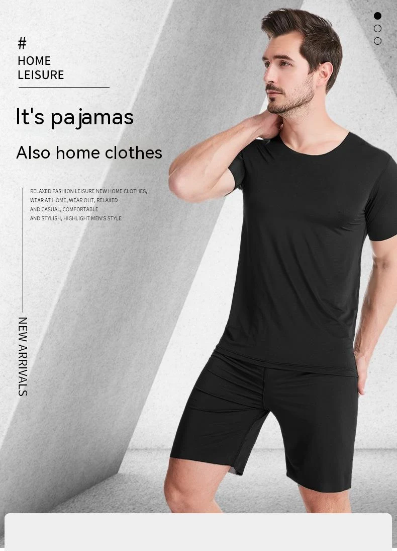 Completo Uomo Home Wear Manica Corta Pantaloncini Sottile Comodo Set Estivo Relax Abbastanza Leggero Abbigliamento Casa e Tempo Libero