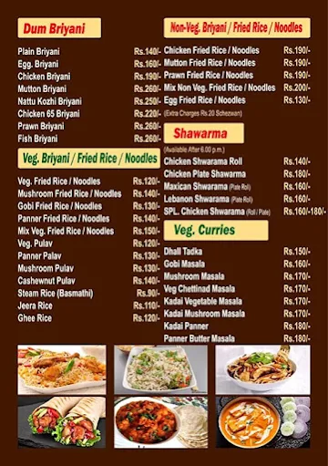 Sri Pandiaas Restaurant menu 