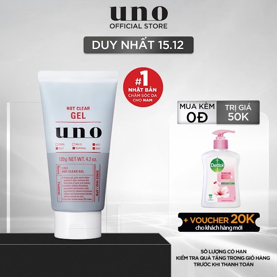 Gel Rửa Mặt Tạo Nhiệt Cấp Ẩm Cho Mọi Loại Da Uno Hot Clear Gel 120G