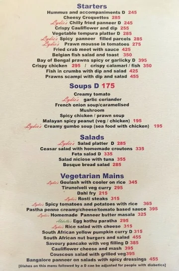 Lydie's menu 