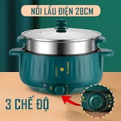 Nồi Lẩu Đa Năng 2 Tầng Công Suất 1000W, Nồi Lẩu Điện Mini Kèm Giá Hấp