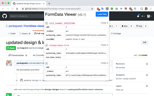 FormData Viewer chrome extension