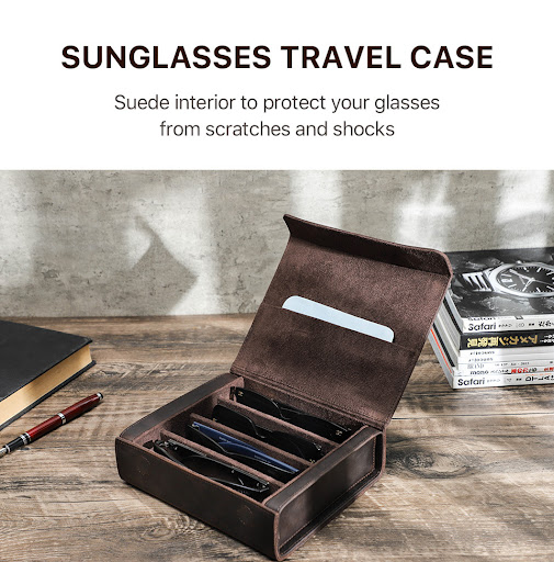 Title 7, Handmade Crazy Horse Leather Rectangular Glasse...