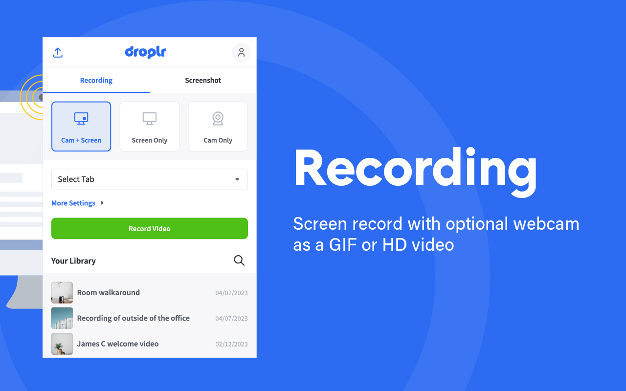 Screenshot & Screen Recorder w/ Webcam-Droplr Chrome Extension Image 2