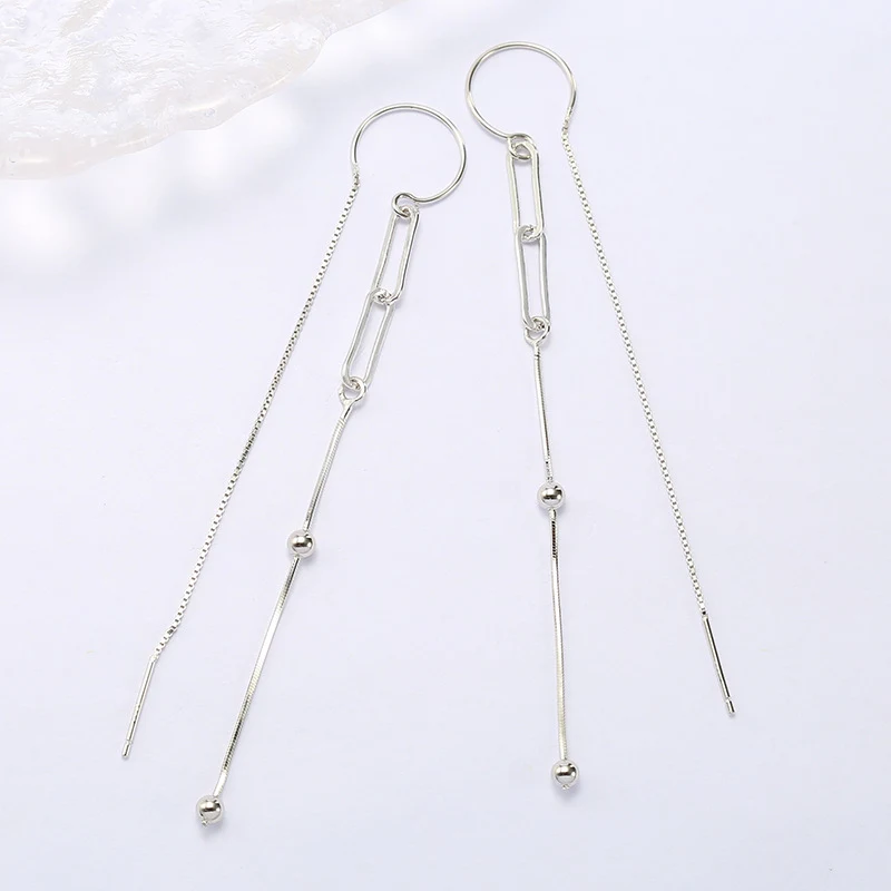 Pendientes de plata originales con cadena, pendientes de plata de ley S925, elegancia y brillo para cualquier ocasión, un regalo perfecto.