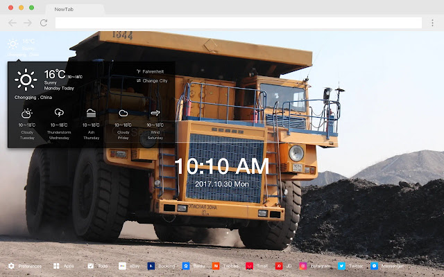 Dump Truck popular HD car new tab page theme