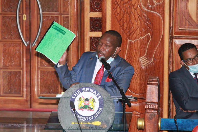 Nairobi county Governor Mike sonko appearing before the senate to argue out his case over impeachment on December 17, 2020.