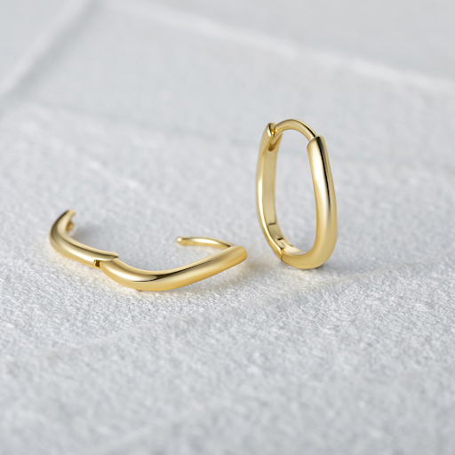 Title 6, S925 Silver Womens Wave Shaped Irregular Smoot...