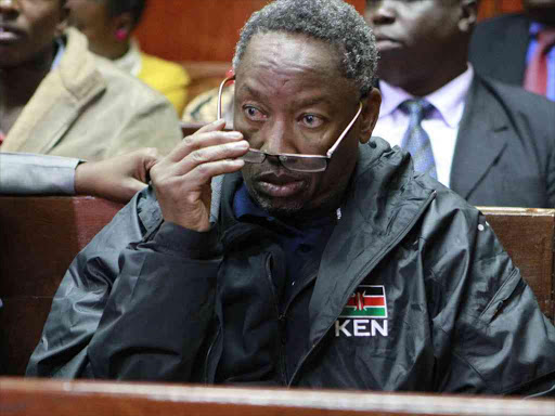 Bernard Ekumbo, the first vice chairman of the National Olympics Council Of Kenya and the chairperson of Kenya Swimming Federation, appears in court over Rio 2016 Olympic Games, November 22, 2016. /MONICAH MWANGI