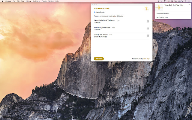 Desk Yogi Reminder chrome extension