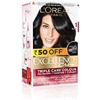 L'Oreal Paris Excellence Hair Colour Cream, 1 Black - 180 ml