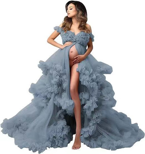 Title 5, Pregnant Mother Off-shoulder Tulle Skirt Photog...