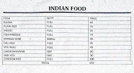 Indian Food menu 2