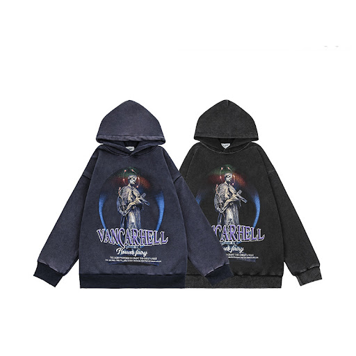 Title 4, Dark Black Printed Plush Loose Hoodie offering ...
