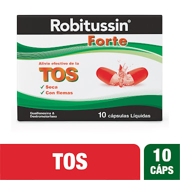 //Robitussin Forte x 10   Caps Liq Pfizer Guaifenesina Dextrometorfano     