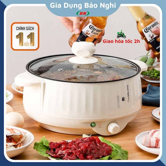 Nồi Lẩu Điện Đa Năng Chống Dính, Nồi Lẩu Điện Mini Siêu Tiện Lợi Có Lớp Chống Dính Teflon Cao Cấp 3 Mức Nhiệt Có Bảo Hành