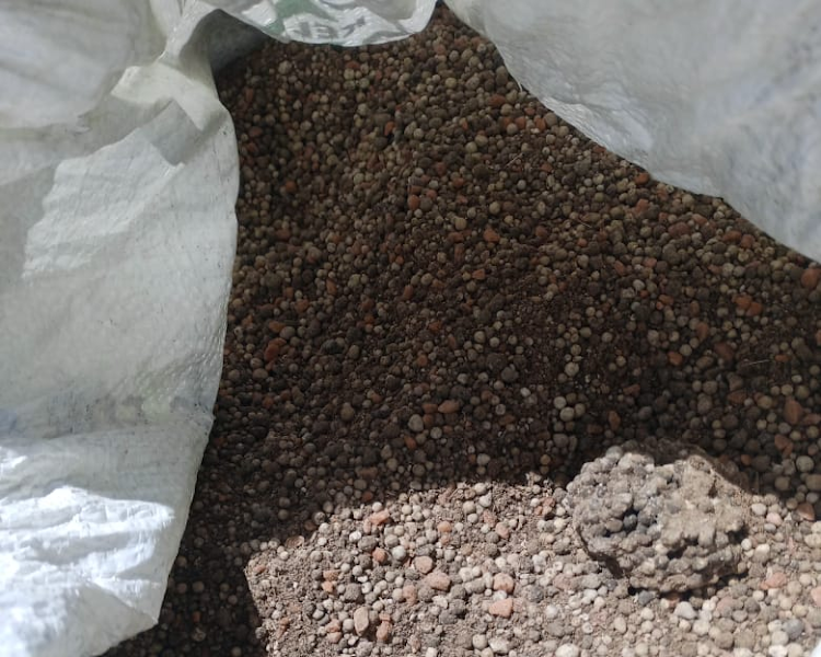 A bag suspected to contain fake fertilizer.