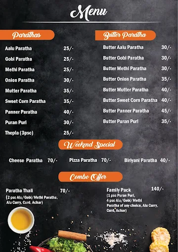 Parathawala menu 