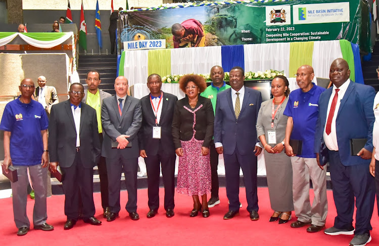 Prime Cabinet Secretary Musalia Mudavadi with other officials during the 17th Nile Day 2023 celebrations in Nairobi on February 22.