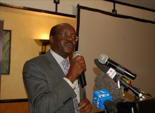 Dr Mukhisa Kituyi Chairman Global Events Partners giving his speech during the launch of East Africa Oil and Gas summit to be held in November this year photo\KARUGA WA NJUGUNA