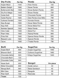 Kamdar Sweets menu 1