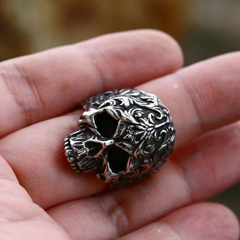 Punk Style Hip-hop Skull Titanium Steel Ring for men and women. Gothic streetwear design. Perfect for a bold statement a