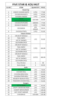 Five Star & Koli Hut menu 2