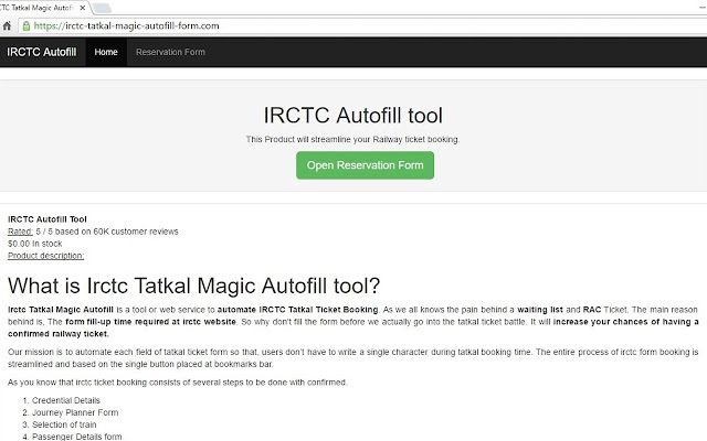 Irctc Magic Autofill Chrome Application