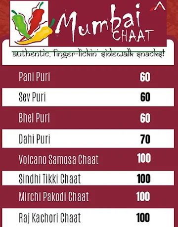 Mumbai Chaat menu 