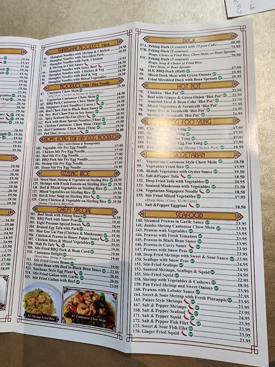 Bill's Peking House gluten-free menu