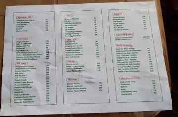 Hotel Thangam menu 