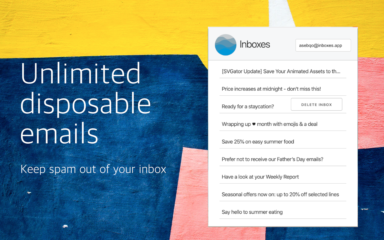 Inboxes: unlimited temporary email addresses Preview image 3