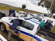 City of Ekurhuleni metro police during a protest by residents of Chief Luthuli Park RDP township in Daveyton.