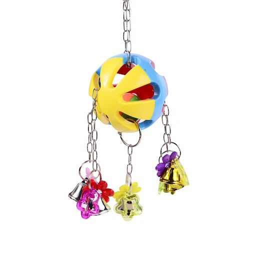 Parrot Toys Flower Chew Toys Pet Chewing Toy Parrot Toy Toy Cage Colorful Bell Ball Toy With Bell Parrot Bird Cage Acces
